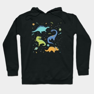 Space Dinosaurs in Orange + Blue Hoodie